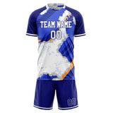 Custom White Blue GeometricalPattern Soccer Set
