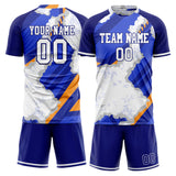 Custom White Blue GeometricalPattern Soccer Set