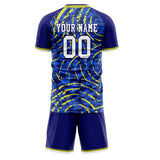 Custom Royal Yellow GeometricalPattern Soccer Set