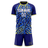 Custom Royal Yellow GeometricalPattern Soccer Set