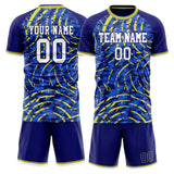 Custom Royal Yellow GeometricalPattern Soccer Set