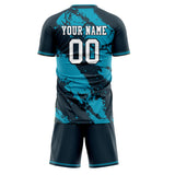Custom Black Teal GeometricalPattern Soccer Set