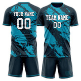 Custom Black Teal GeometricalPattern Soccer Set