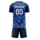 Custom Blue Black GeometricalPattern Soccer Set