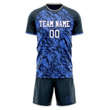 Custom Blue Black GeometricalPattern Soccer Set