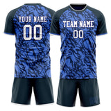 Custom Blue Black GeometricalPattern Soccer Set