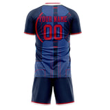 Custom Navy Red GeometricalPattern Soccer Set