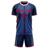 Custom Navy Red GeometricalPattern Soccer Set