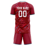 Custom Red White GeometricalPattern Soccer Set