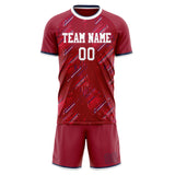 Custom Red White GeometricalPattern Soccer Set