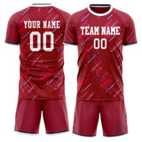 Custom Red White GeometricalPattern Soccer Set