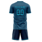 Custom Navy Black GeometricalPattern Soccer Set