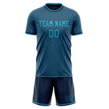 Custom Navy Black GeometricalPattern Soccer Set