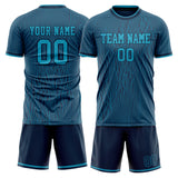 Custom Navy Black GeometricalPattern Soccer Set