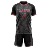 Custom Black Pink GeometricalPattern Soccer Set