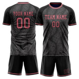 Custom Black Pink GeometricalPattern Soccer Set