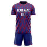 Custom Royal Red GeometricalPattern Soccer Set