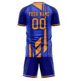 Custom Blue Gold GeometricalPattern Soccer Set