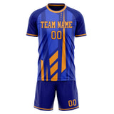 Custom Blue Gold GeometricalPattern Soccer Set