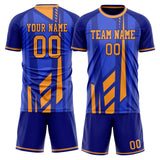 Custom Blue Gold GeometricalPattern Soccer Set