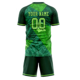 Custom Green Kelly Green GeometricalPattern Soccer Set