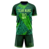 Custom Green Kelly Green GeometricalPattern Soccer Set