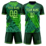 Custom Green Kelly Green GeometricalPattern Soccer Set