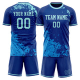 Custom Royal Teal GeometricalPattern Soccer Set