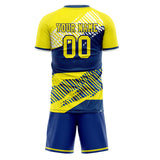Custom Yellow Navy GeometricalPattern Soccer Set