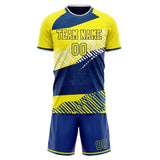 Custom Yellow Navy GeometricalPattern Soccer Set