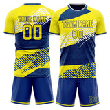 Custom Yellow Navy GeometricalPattern Soccer Set