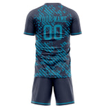 Custom Black Teal GeometricalPattern Soccer Set