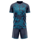 Custom Black Teal GeometricalPattern Soccer Set