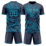 Custom Black Teal GeometricalPattern Soccer Set