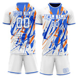 Custom White Blue GeometricalPattern Soccer Set