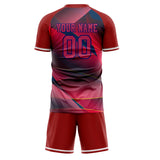 Custom Red Navy GeometricalPattern Soccer Set