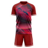 Custom Red Navy GeometricalPattern Soccer Set