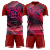 Custom Red Navy GeometricalPattern Soccer Set