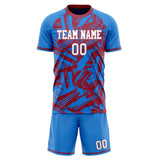 Custom Blue Red GeometricalPattern Soccer Set
