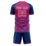 Custom Pink Navy GeometricalPattern Soccer Set