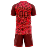 Custom Red Crimson GeometricalPattern Soccer Set