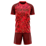 Custom Red Crimson GeometricalPattern Soccer Set