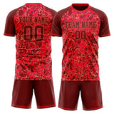 Custom Red Crimson GeometricalPattern Soccer Set