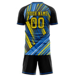 Custom Gold Blue GeometricalPattern Soccer Set