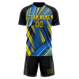 Custom Gold Blue GeometricalPattern Soccer Set