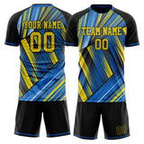 Custom Gold Blue GeometricalPattern Soccer Set