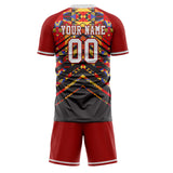 Custom Red Black GeometricalPattern Soccer Set
