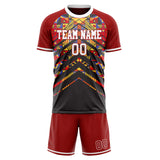 Custom Red Black GeometricalPattern Soccer Set