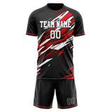 Custom Black Red GeometricalPattern Soccer Set