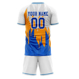 Custom White Blue GeometricalPattern Soccer Set